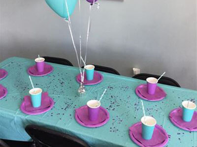 Dance-themed birthday party set-up