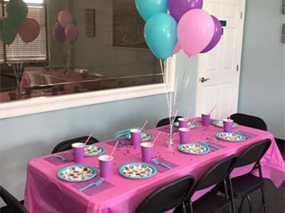 Dance-themed birthday party set-up